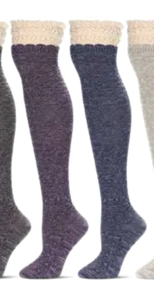 MeMoi socks, crochet-edge over-the-knee