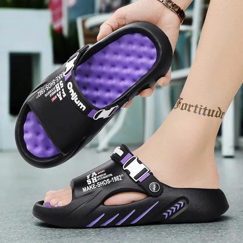 Men's Soft Massage Slippers - Indoor/Outdoor Beach Sandals, Comfortable Casual Slides