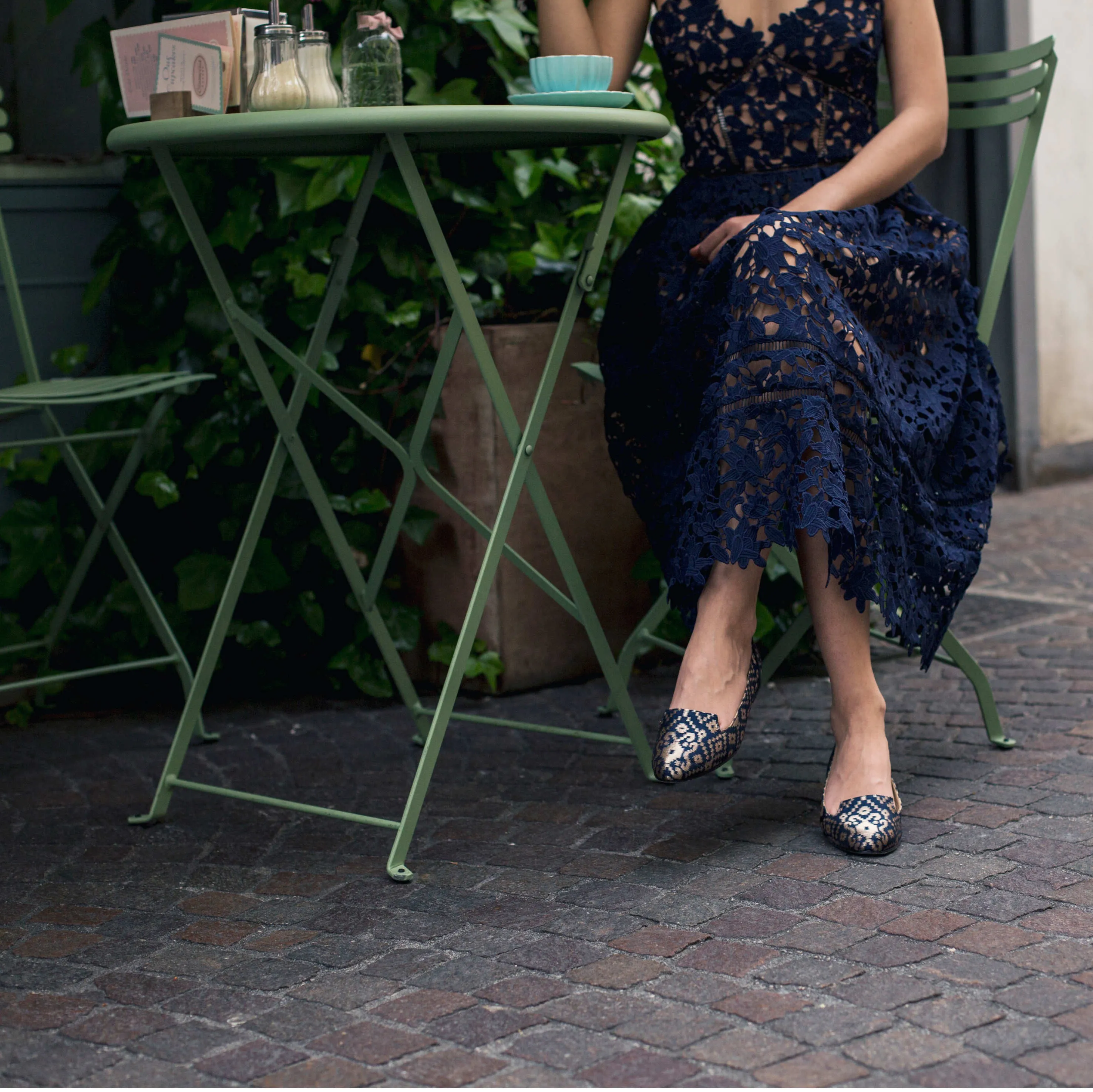 Midnight in Banaras Blue Ballet Flats