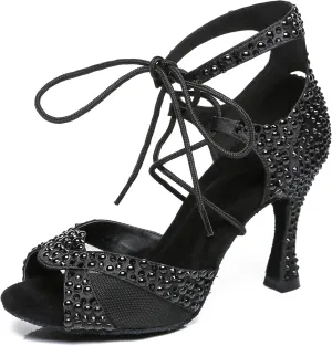 Minishion Ballroom Dancing Shoes Rhinestions Sparkle Dance Heels L452