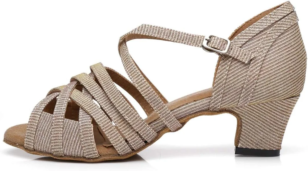 Minishion Women's Strappy Gliiter Tango Latin Dancing Shoes Prom Evening Sandals