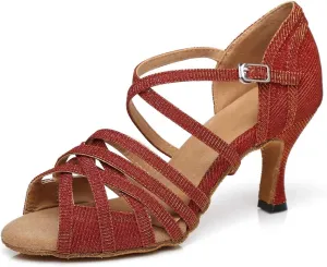 Minishion Women's Strappy Gliiter Tango Latin Dancing Shoes Prom Evening Sandals