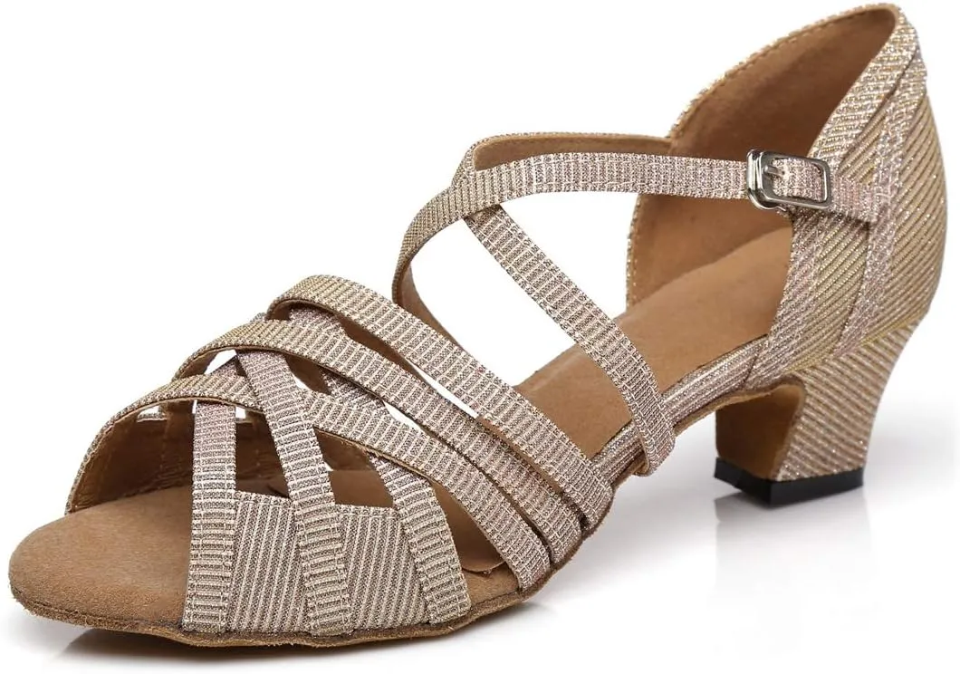 Minishion Women's Strappy Gliiter Tango Latin Dancing Shoes Prom Evening Sandals