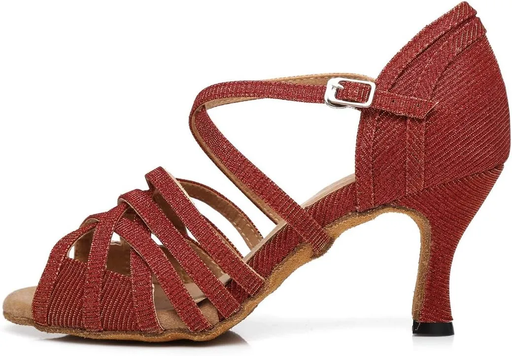 Minishion Women's Strappy Gliiter Tango Latin Dancing Shoes Prom Evening Sandals