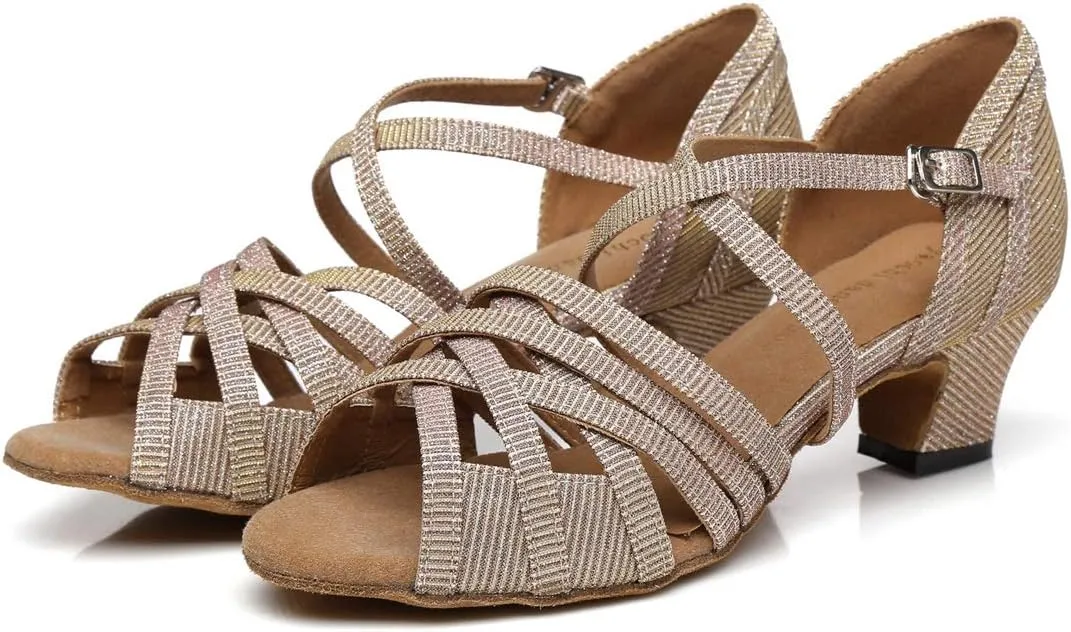Minishion Women's Strappy Gliiter Tango Latin Dancing Shoes Prom Evening Sandals