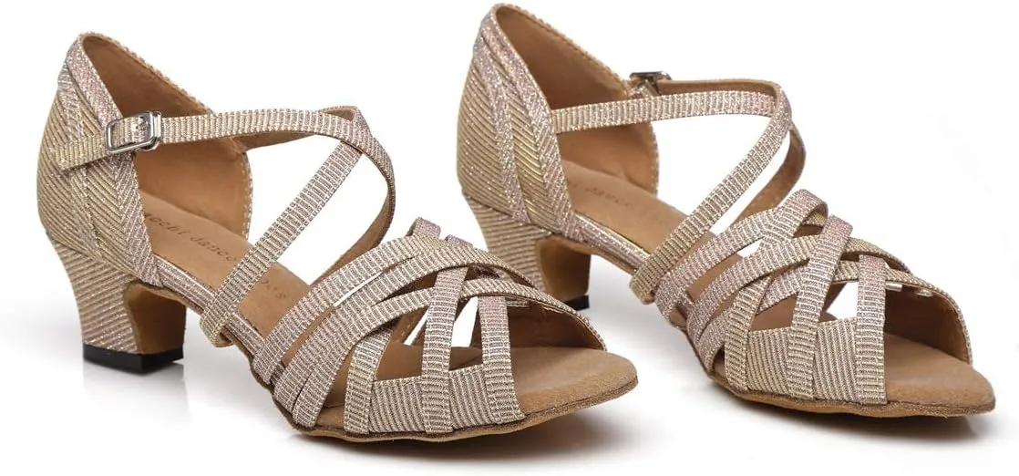 Minishion Women's Strappy Gliiter Tango Latin Dancing Shoes Prom Evening Sandals
