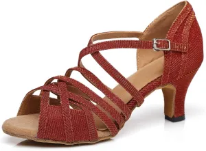 Minishion Women's Strappy Gliiter Tango Latin Dancing Shoes Prom Evening Sandals