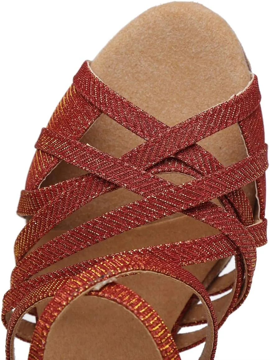 Minishion Women's Strappy Gliiter Tango Latin Dancing Shoes Prom Evening Sandals