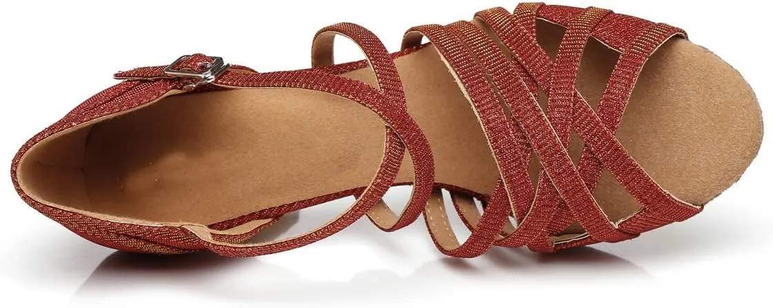 Minishion Women's Strappy Gliiter Tango Latin Dancing Shoes Prom Evening Sandals
