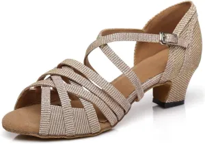 Minishion Women's Strappy Gliiter Tango Latin Dancing Shoes Prom Evening Sandals