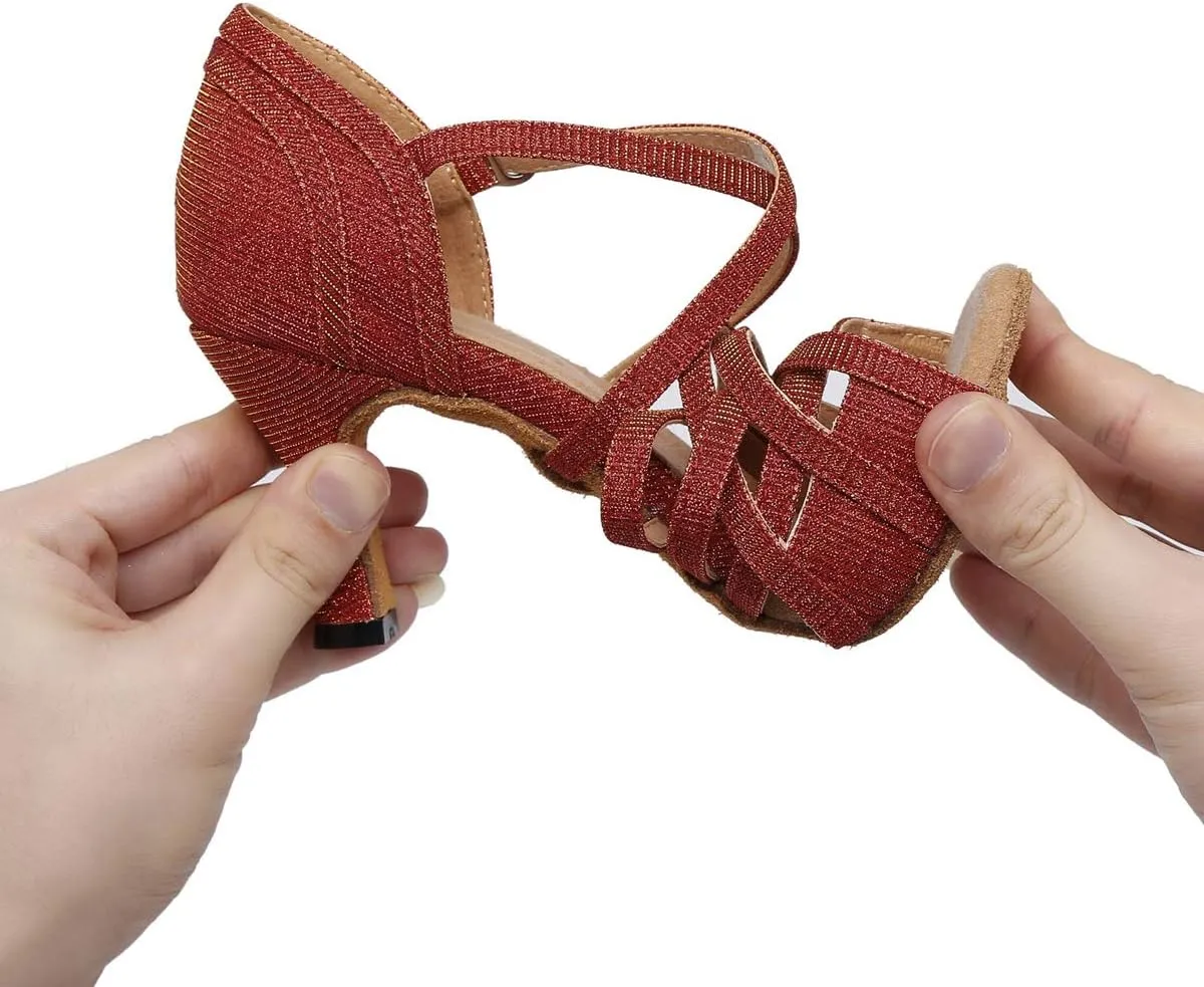Minishion Women's Strappy Gliiter Tango Latin Dancing Shoes Prom Evening Sandals