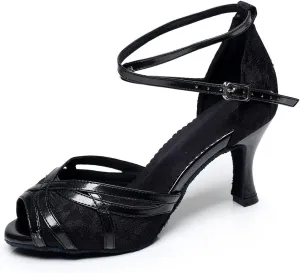 Minishion Women's Style QJ6207 Cross Strap Lace Latin Ballroom Dance Shoes