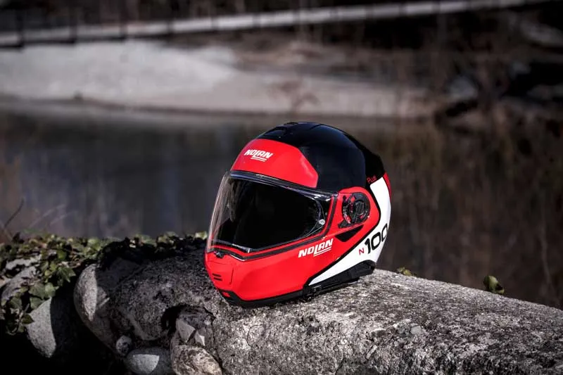 Nolan N100-5 PLUS N-Com Flip Face Helmet - red
