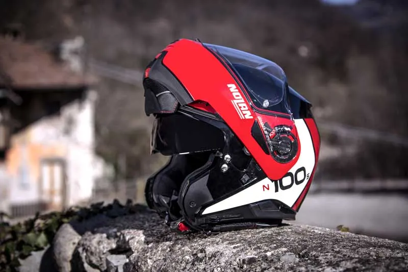 Nolan N100-5 PLUS N-Com Flip Face Helmet - red