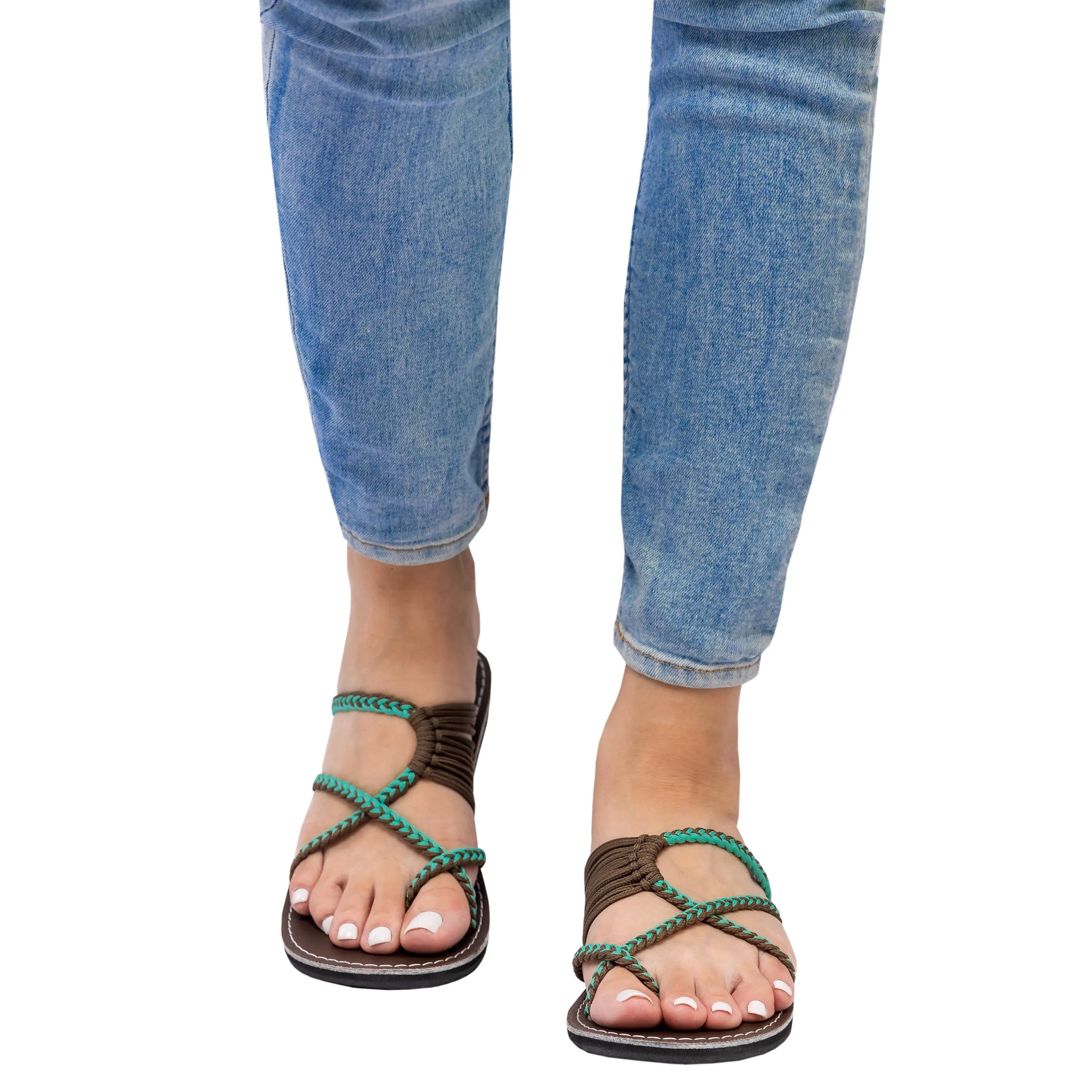 Oceanbliss - Turquoise Gray Rope Sandals