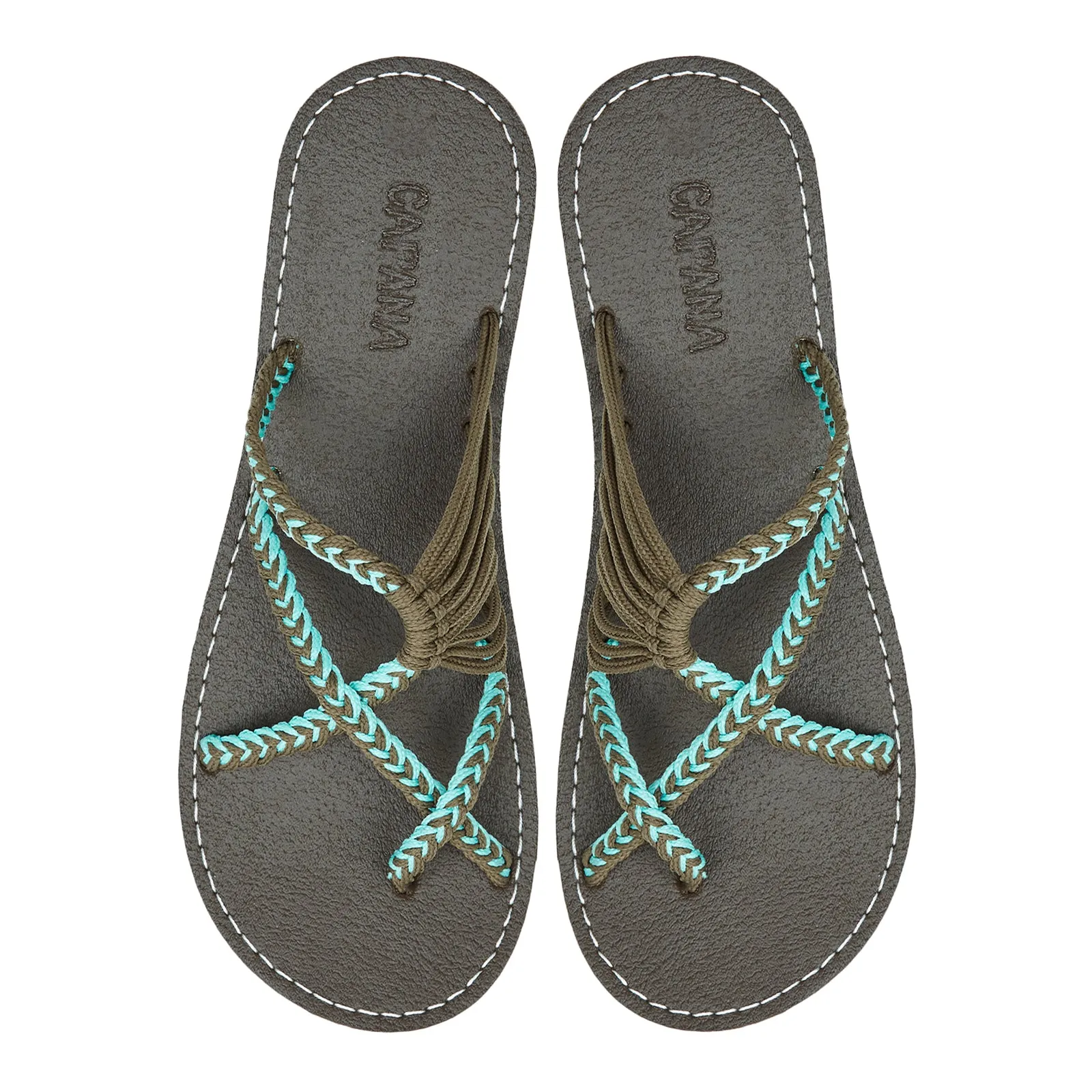 Oceanbliss - Turquoise Gray Rope Sandals