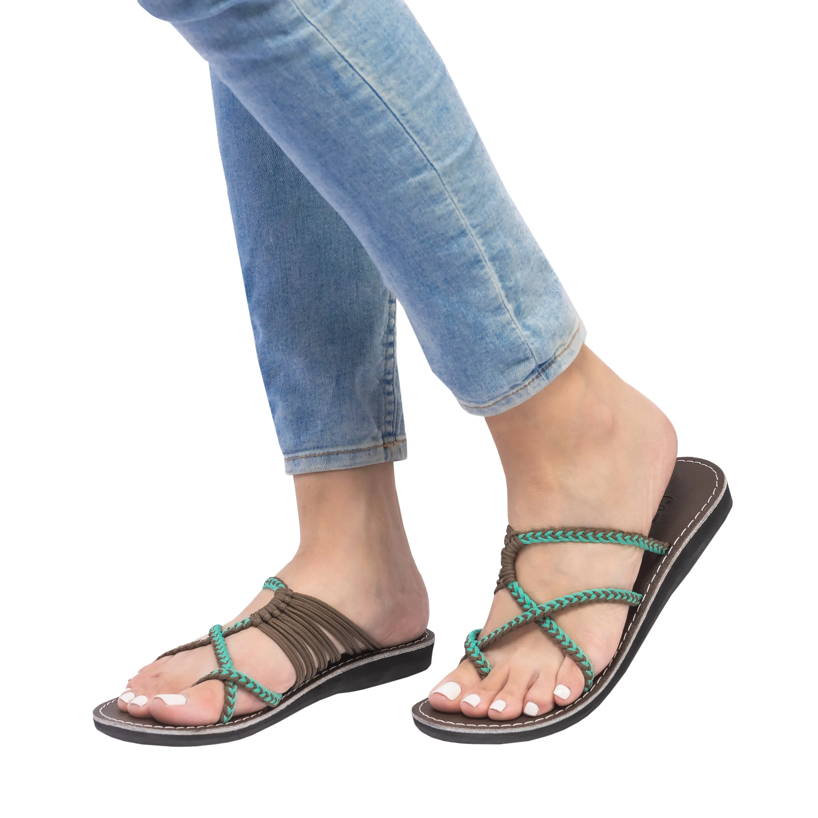 Oceanbliss - Turquoise Gray Rope Sandals