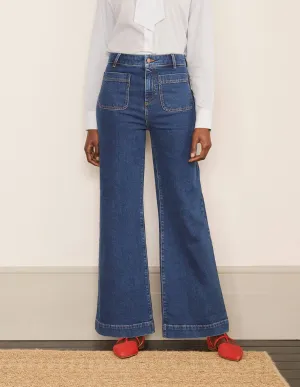 Patch Pocket Wide Leg Jeans-Mid Vintage
