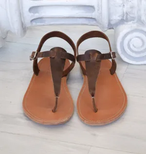 Roman sandals, brown T bar men sandals, Spartan sandals, Thongs sandals,  gladiator sandals, Ancient Greek leather sandals, SKOPELOS1