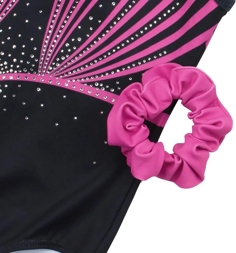 Rose Red Line Diamond Gymnastics Leotard with Shorts Set