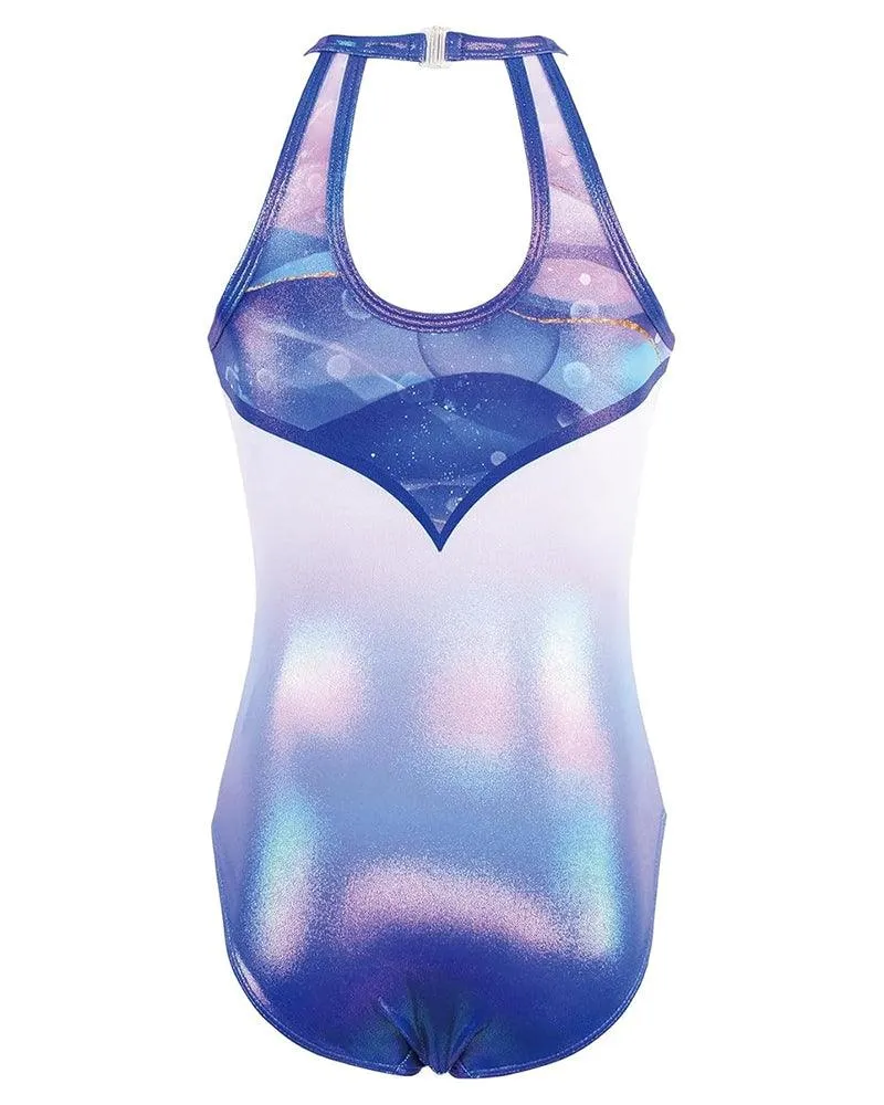 Royal Blue Necklace Clasp Back Gymnastics Leotard Outfit Set