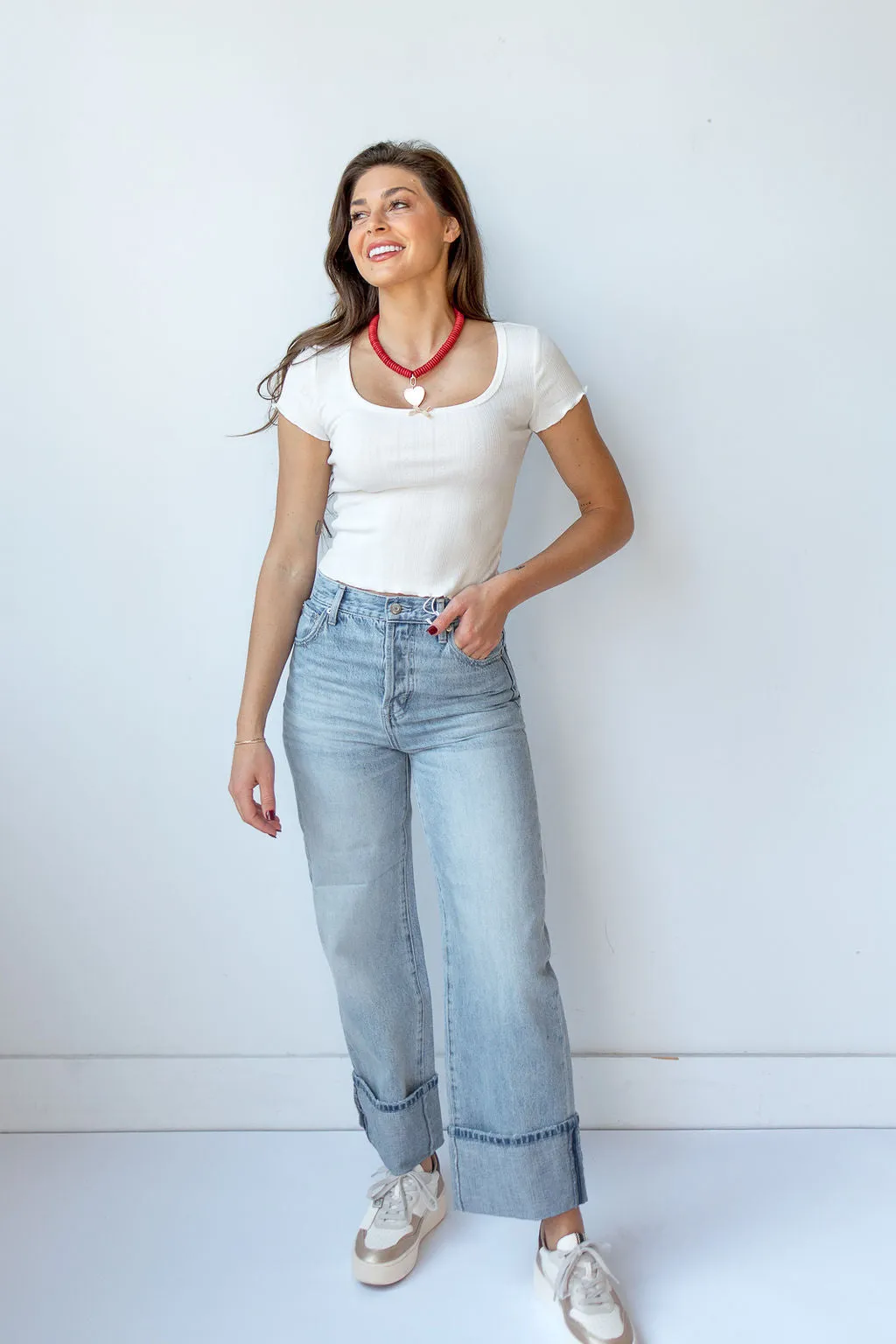 ryder high rise cuffed straight jeans