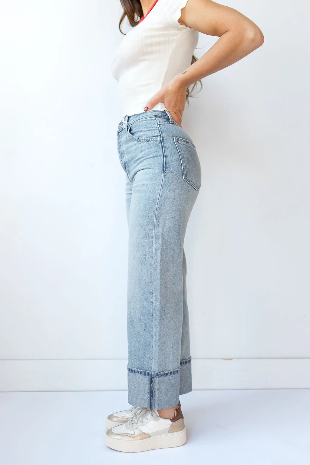 ryder high rise cuffed straight jeans