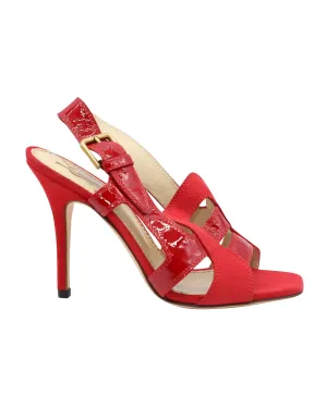 Saint Laurent Slingback Sandals in Red Leather
