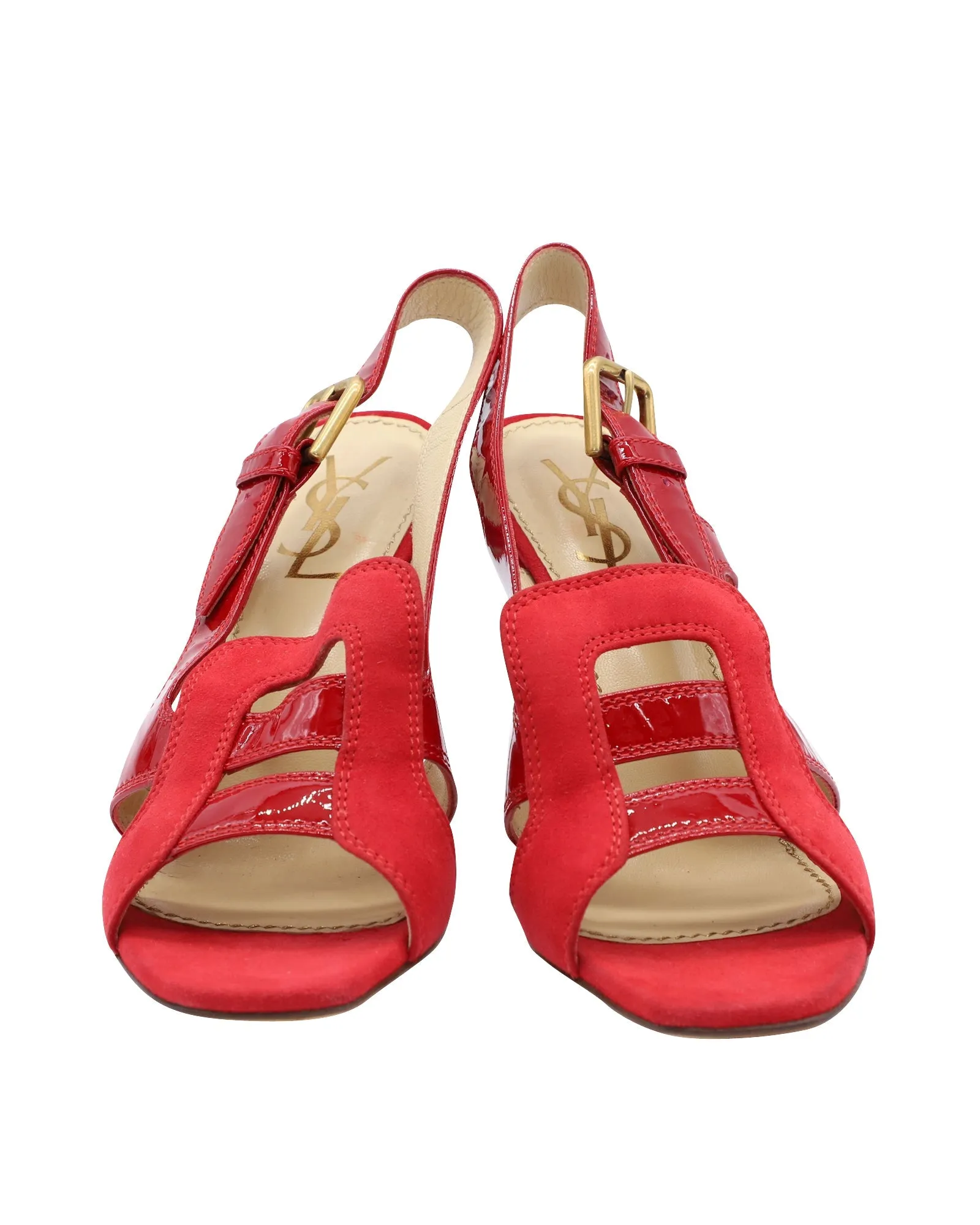 Saint Laurent Slingback Sandals in Red Leather