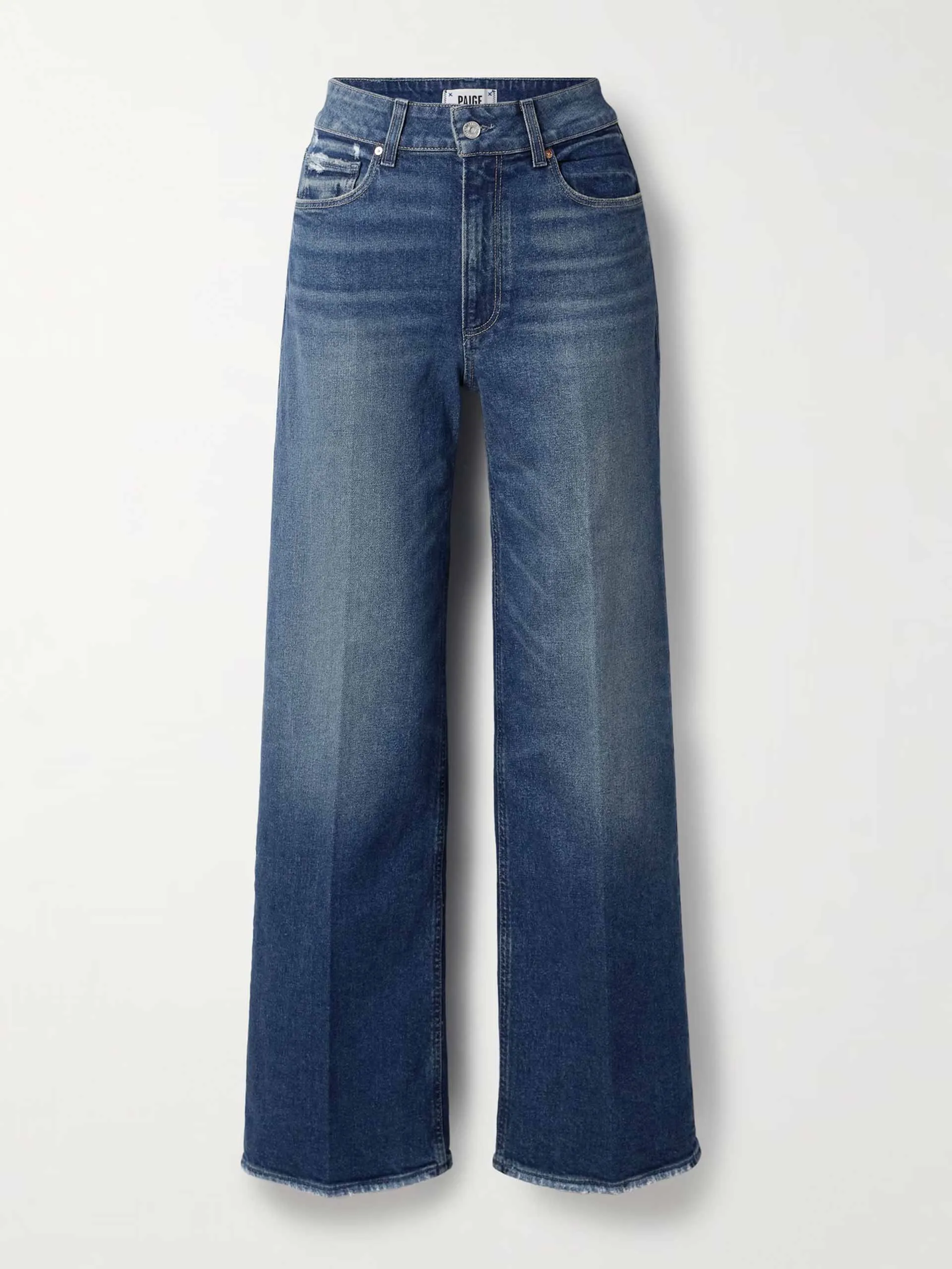 Sasha frayed high-rise wide-leg jeans