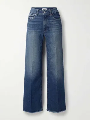 Sasha frayed high-rise wide-leg jeans