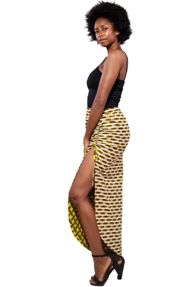 Secure AF (And Fun) Reversible Drawstring African Print Skirt