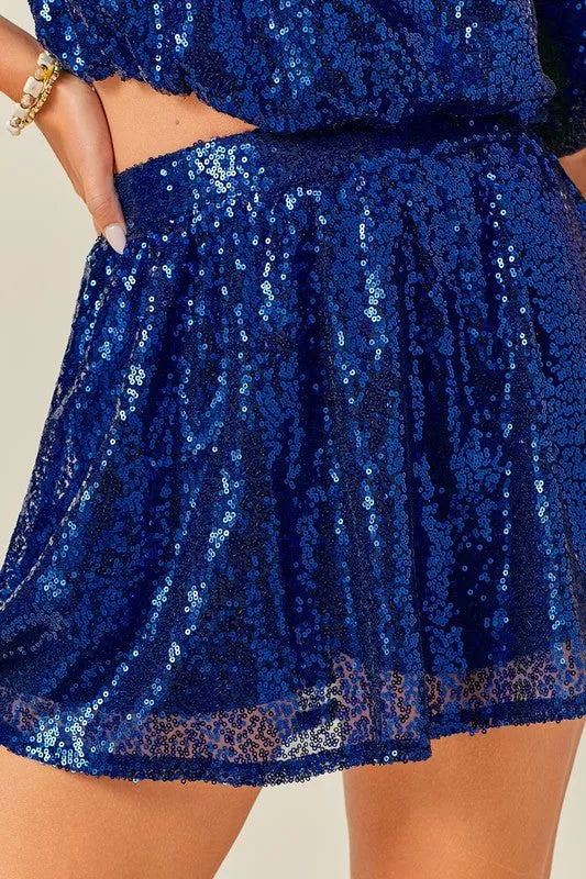Sequin Flared Mini Skort