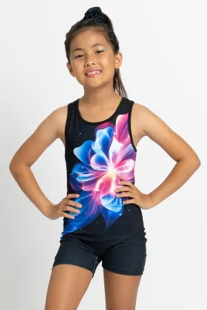 Shiny Flower Pattern Biketard Unitard for Girls