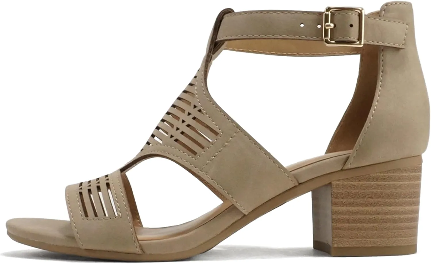 Soda Norway ~ Women Open Toe Closed Back Counter Cutout Upper Low Block Heel Sandal with Adjustable Ankle Strap