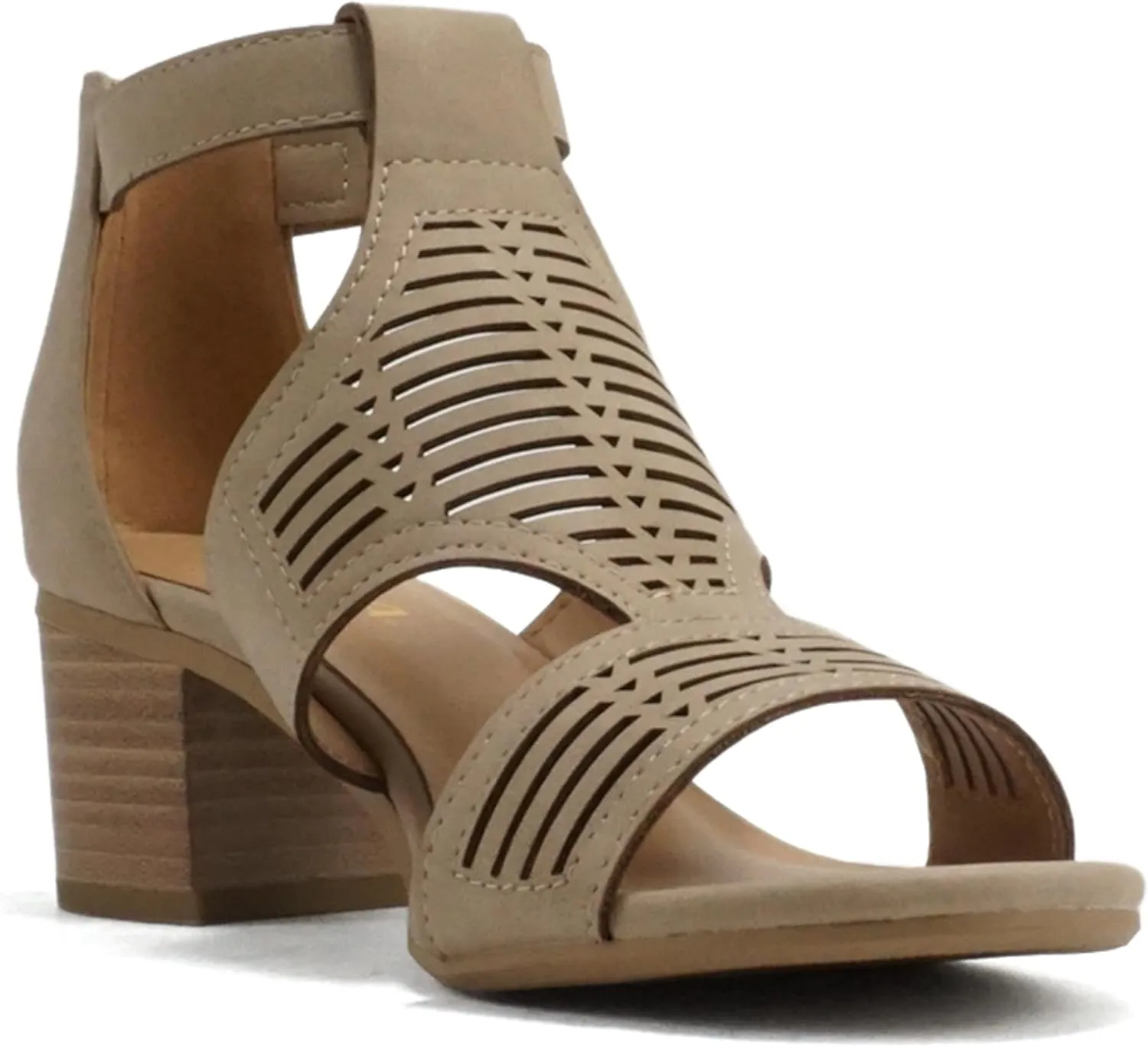 Soda Norway ~ Women Open Toe Closed Back Counter Cutout Upper Low Block Heel Sandal with Adjustable Ankle Strap