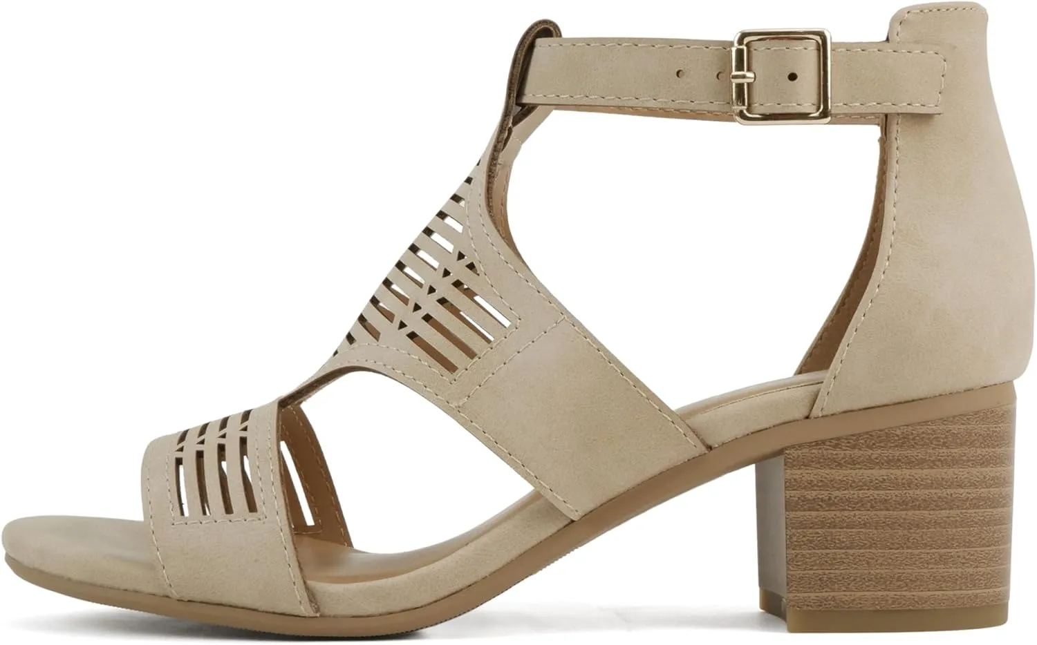 Soda Norway ~ Women Open Toe Closed Back Counter Cutout Upper Low Block Heel Sandal with Adjustable Ankle Strap