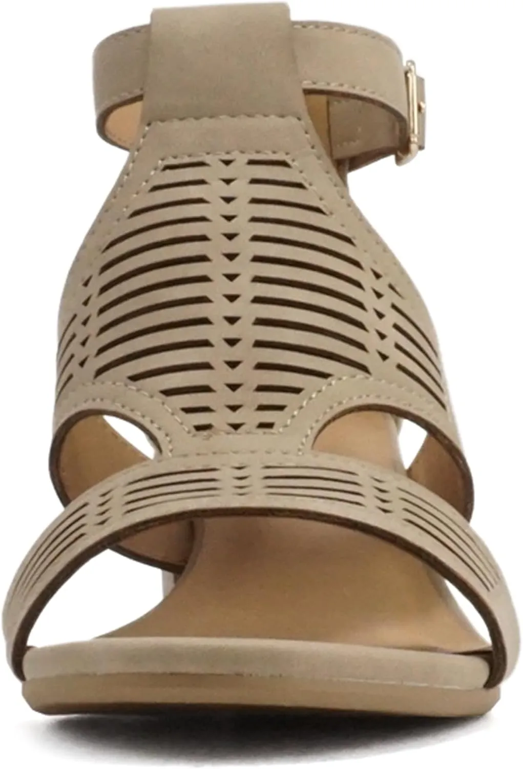 Soda Norway ~ Women Open Toe Closed Back Counter Cutout Upper Low Block Heel Sandal with Adjustable Ankle Strap