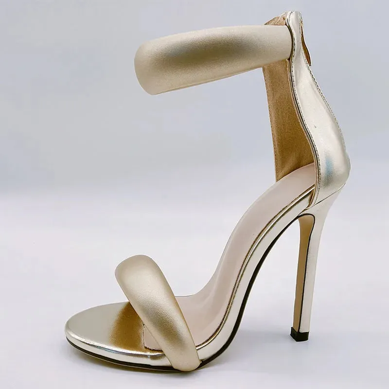 Soft Cozy Leather Ankle Wrap Zip Gladiator Sandal