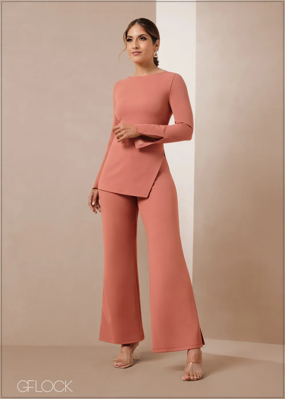 Split Hem Wide Leg Pant - 011223