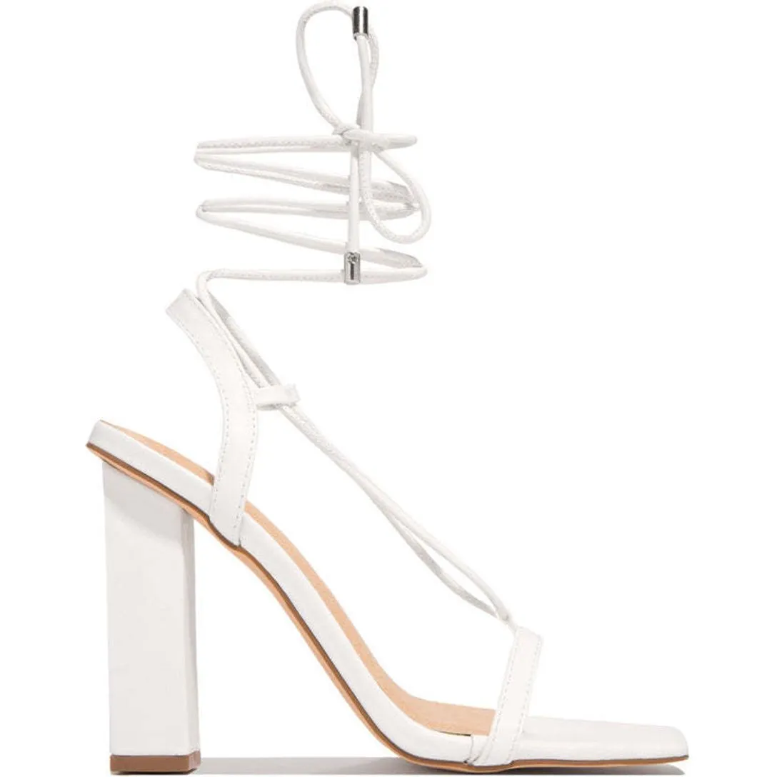 Square Toe Ankle Lace-Up Strappy Sandals Fashion Party Pumps