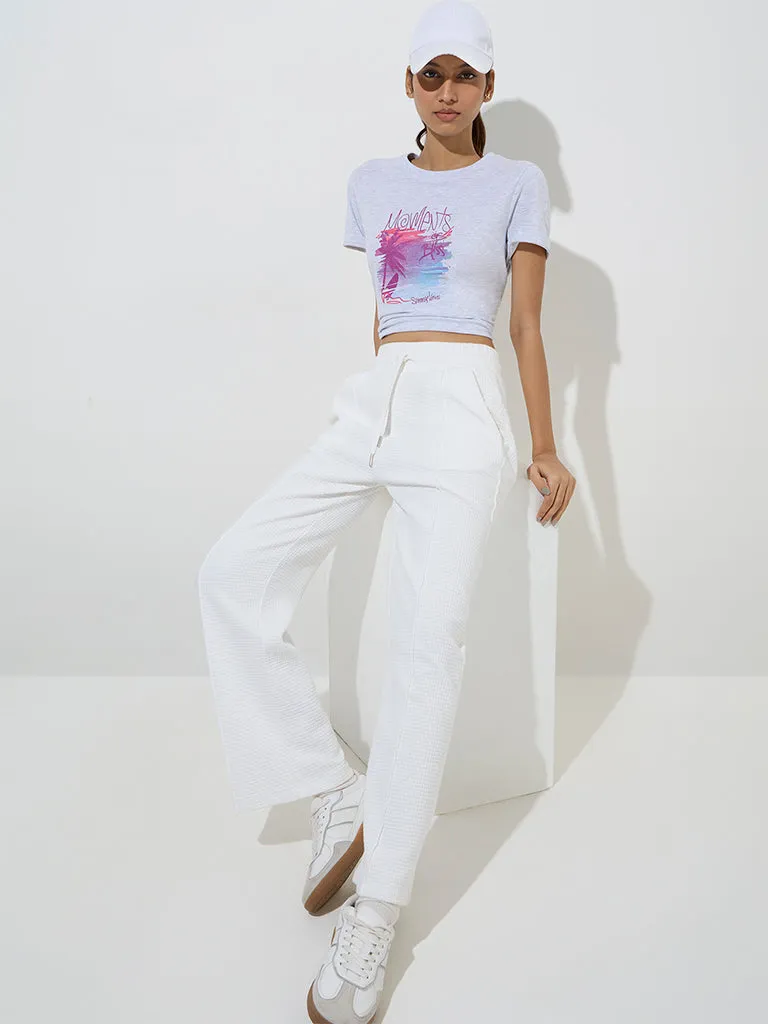 Studiofit Grey Printed Cotton T-Shirt