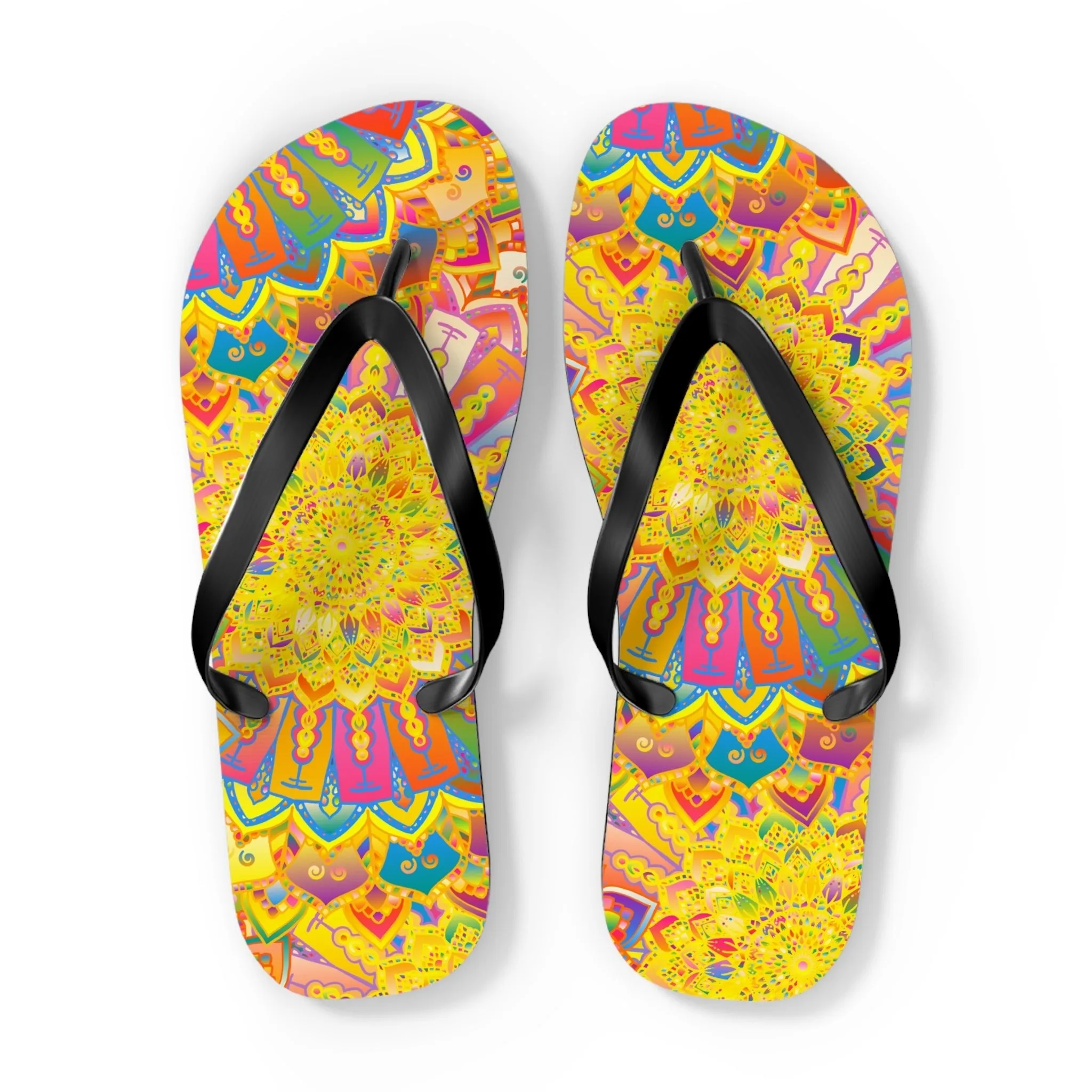 Vibrant Mandala Boho Flip Flops - Summer