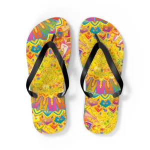 Vibrant Mandala Boho Flip Flops - Summer