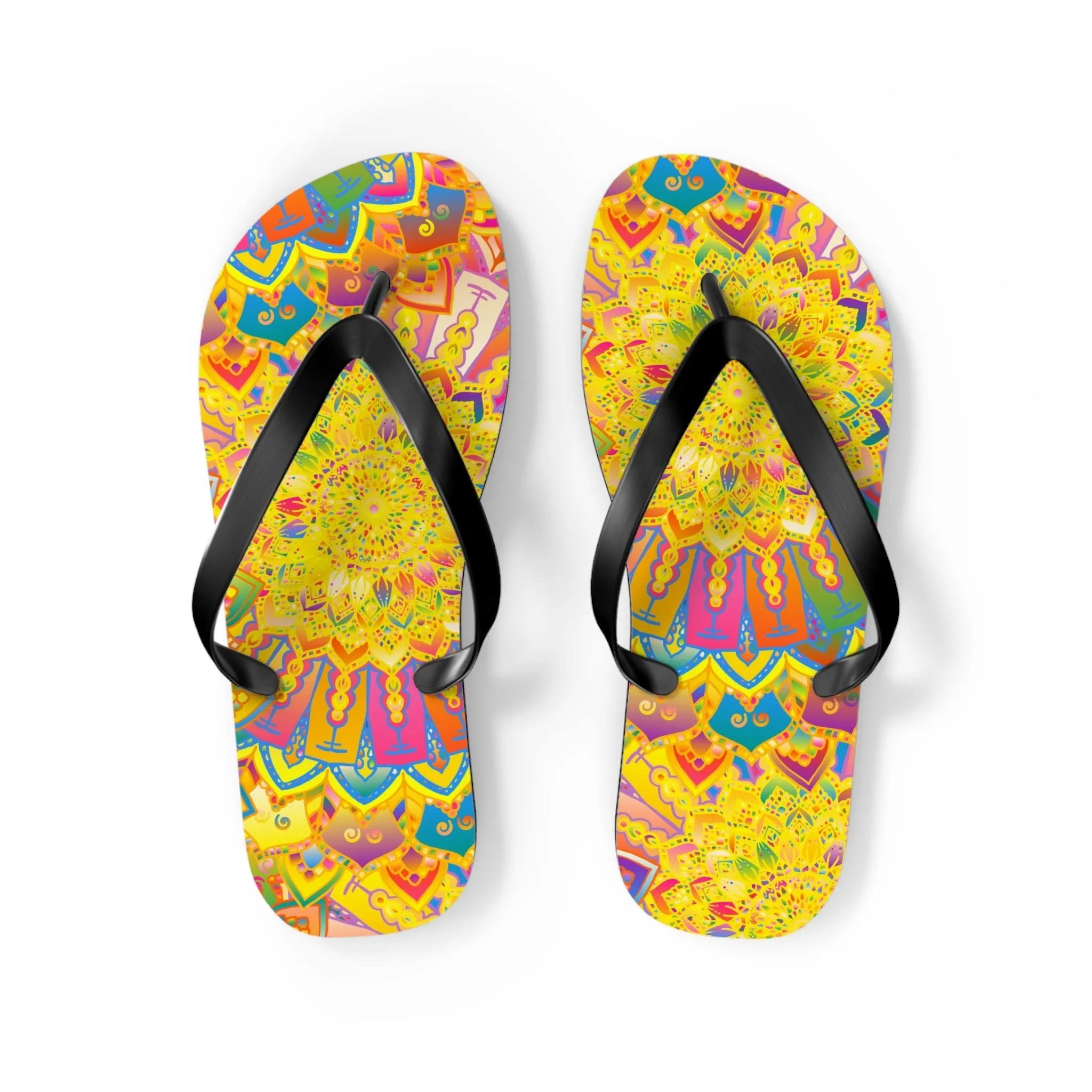 Vibrant Mandala Boho Flip Flops - Summer