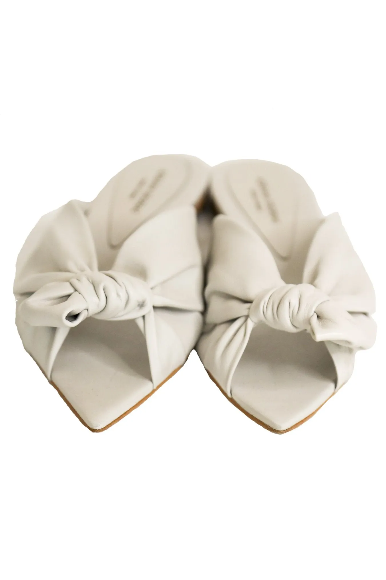 White Flat Sandals With Knot Detail