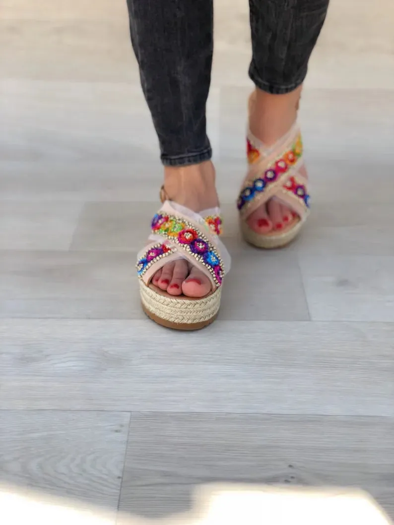 Women Leather Flatform Sandals
