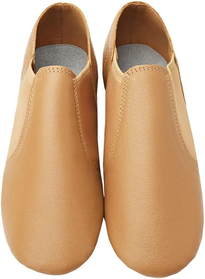 Women Leather Jazz Dance Dhoes Girls Dancing Ankle Boots Slip On Jazz Shoe