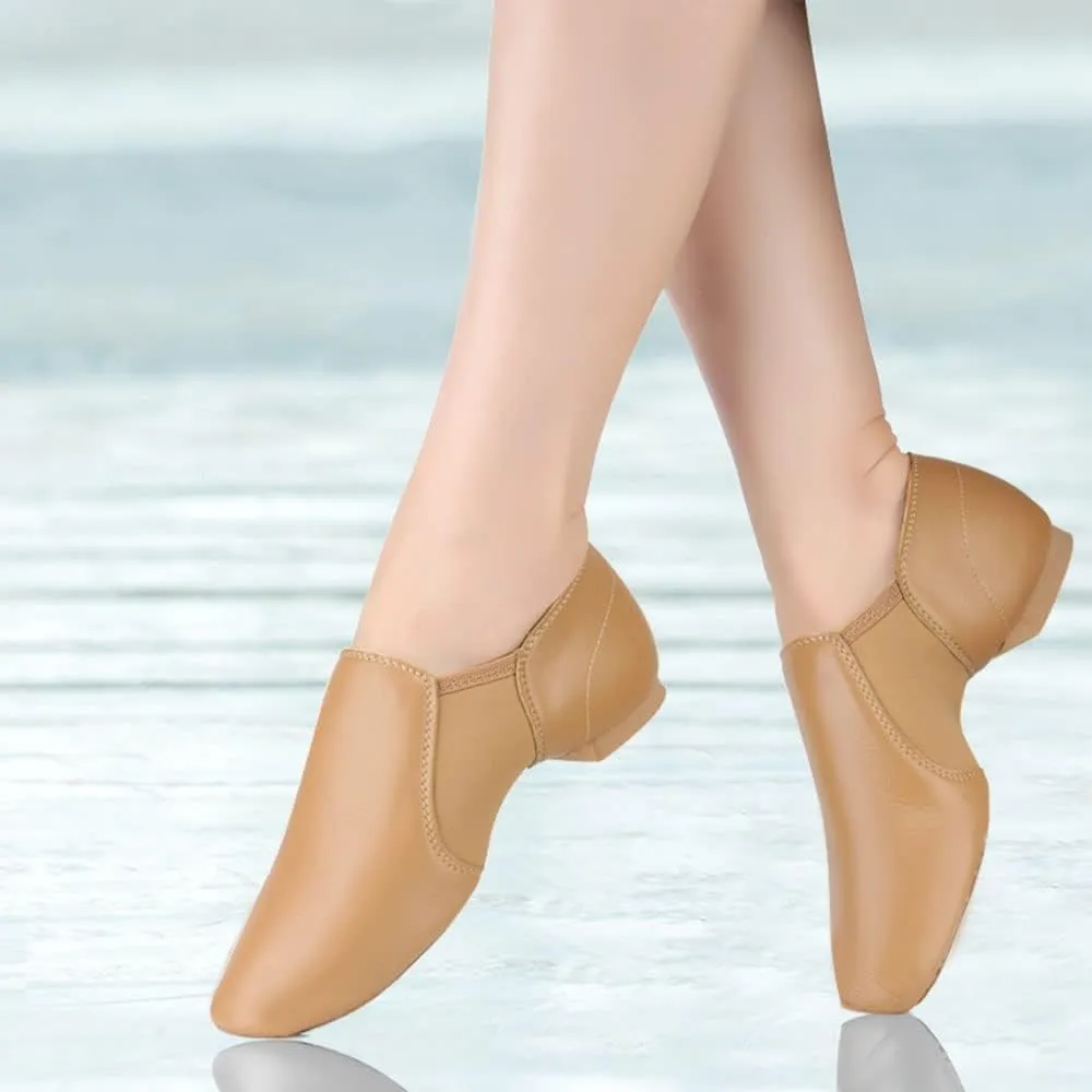 Women Leather Jazz Dance Dhoes Girls Dancing Ankle Boots Slip On Jazz Shoe