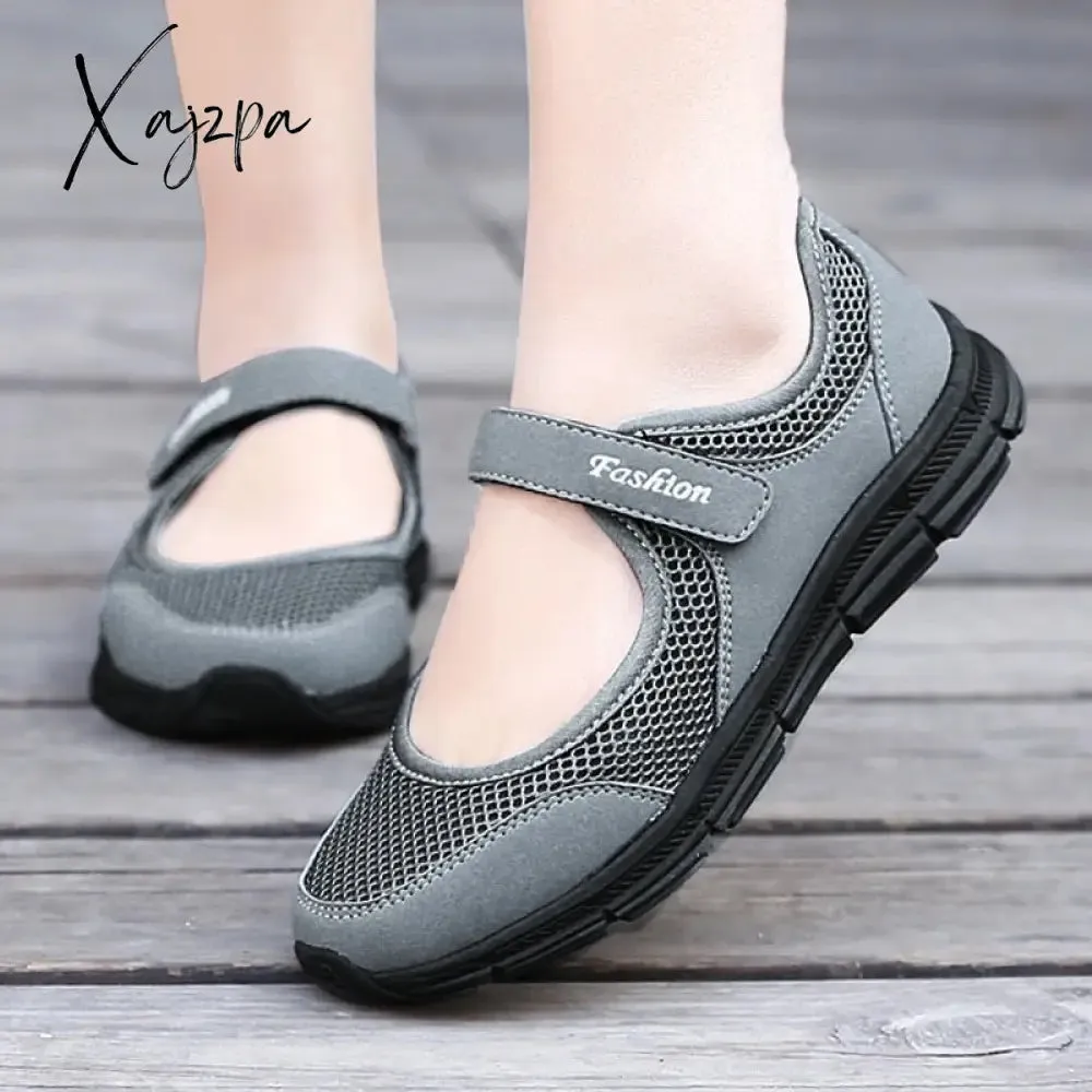 Xajzpa - New Women Flats Spring Summer Ladies Mesh Flat Shoes Women Soft Breathable Sneakers Women Casual Shoes Zapatos De Mujer
